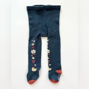 Souris Mini Blue and Red Floral Tights with Unique Patterns
